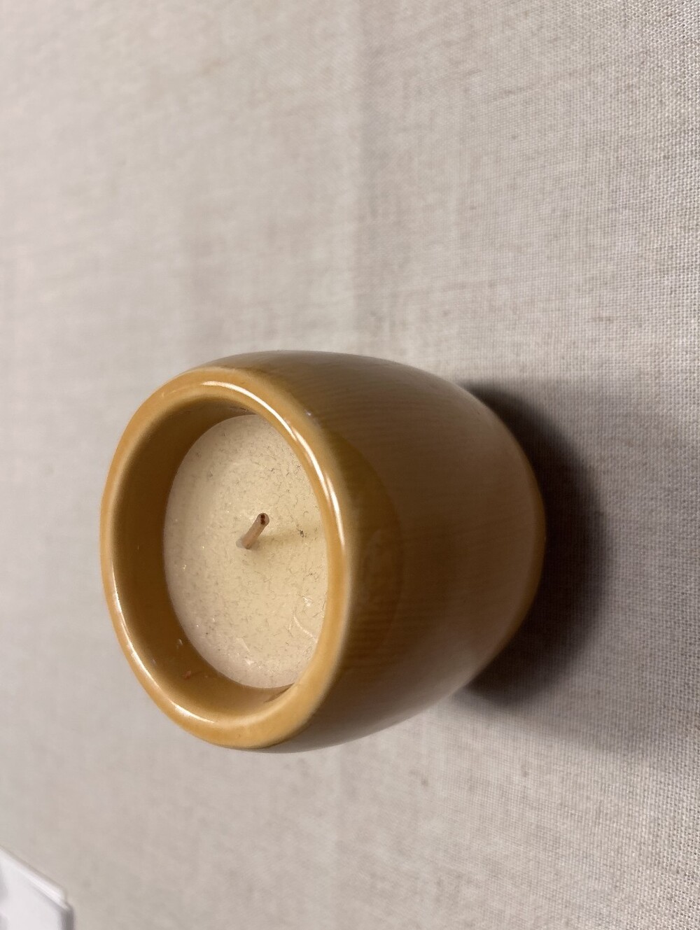 Ceramic Mustard Yellow Scented Candle in Pot
